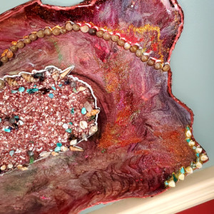 Eco-Epoxy Resin Geode Wall Hanging "Scarlet"