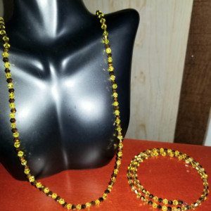 YELLOW AND BROWN NECKLACE & BRACELET