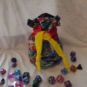 Marvel Comics Dice Bag with Liner and Closable Pockets or Clutch Bag