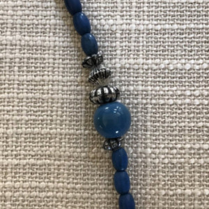 Blue Acrylic, Oxidized Beaded Necklace.