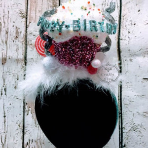 Happy Birthday Candy Cup Cake Headband