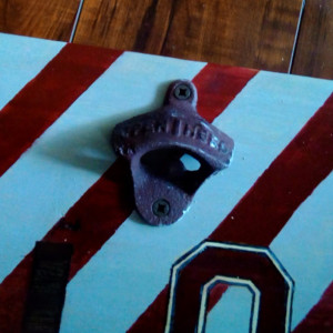 Ohio State Love Themed Open HereWall Mounted Bottle Opener in Scarlet and Grey