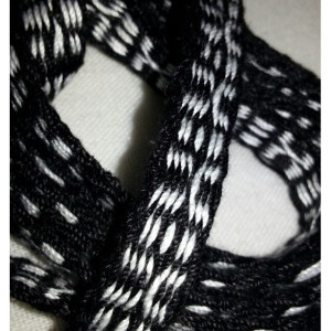 Handwoven Inkle-Tribal- Handwoven- Inkle- belt- 1/2 " x 68"-100%cotton- black- white- inklebelt-inklesash- renassance-sca-woven- reanactment