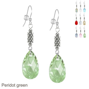 Free Shipping - One Pair 22mm Austrian Crystal Teardrop With Daisy Spacers - .925 Sterling Silver Earwires