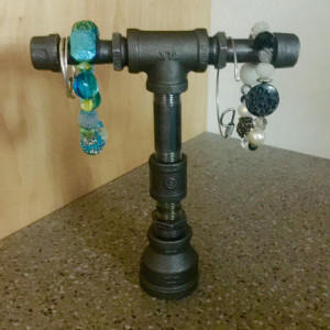 Industrial Black Iron Pipe Jewelry Stand, Bracelet Stand, Watch Stand- Unique Steampunk Design