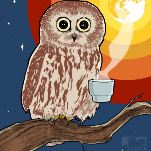 Coffee Owl 5x7 Giclee Illustration Print