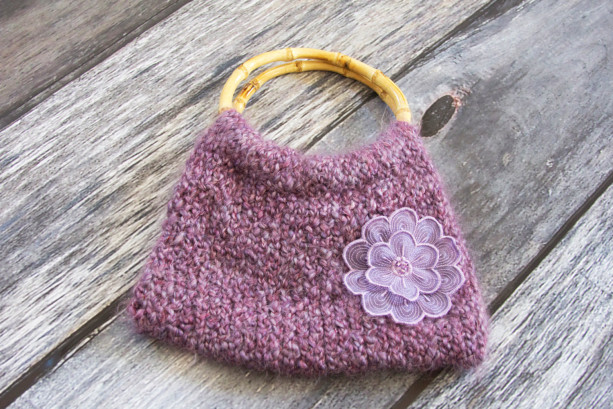 Purple Knit Handbag~Handbag~Purple Handbag
