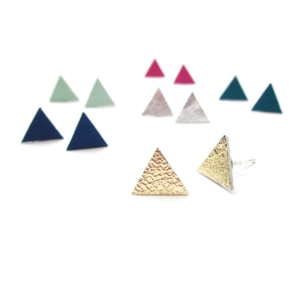 Leather Stud Earrings | Triangle Studs | Minimalist Studs | Nickel Free Earrings | Minimalist Earrings | Simple Studs | Bridesmaid Gift