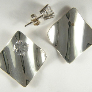 Earring Jackets for Studs Sterling Silver Dangle Ear Jackets Gemstone Enhancer Diamond Wave Smooth JWAVESSSM