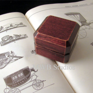 Antique Style Ring Box of Mahogany.  Free Shipping and Engraving. RB43