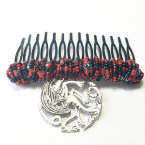 Extra Large Three Round Dragon Red and Black Comb