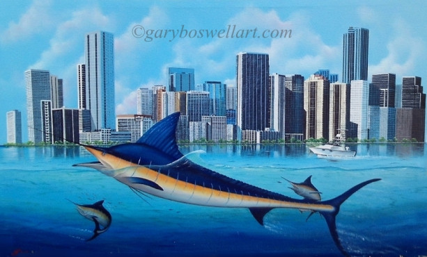 Miami Marlins original large gallery wrapped canvas marine life art wall decor