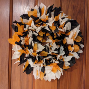 Soft Black, White and Orange Wreath