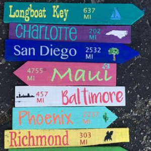 Directional Mileage Sign