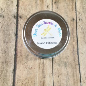 Island Hibiscus Natural Soy Candle, Soy Wax Candle, Vegan Candle, Eco Friendly Candle, Scented Soy Candle, Handmade Candle, 8 Oz Candle Tin