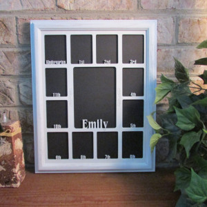 School Years Picture Frame with Name Graduation Gift Collage K-12 White Picture Frame White Matte 11x14