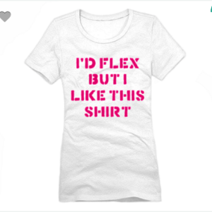 I'd Flex But I Like This Shirt XS To XL District Brand Crew T-shirt For Women In White With Pink Ink