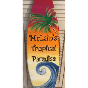 5FT wood Surf Surfboard beach pool hand painted wall art sign personalized FREE