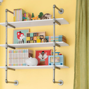 Open Bookshelf, Wall Mounted Bookshelf, Silver Pipe-Frame Complete Pipe Parts Kit for "DIY" Project, Easy to Assemble, SALE!!