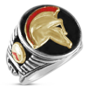 Spartan Helmet Mens Coin ring Bronze Sterling silver .925