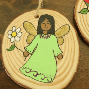 Hand Painted Wood Slice Christmas Ornaments Angels