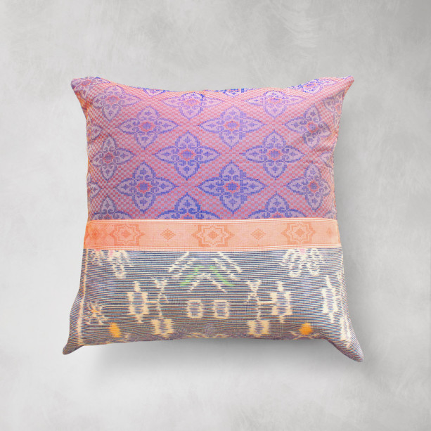 Indigo Woven 20 x 20 inches Ikat Pillow, Handmade Decorative Pillow, Traditional 3D Ikat Pillowcase, Modern Decorative Pillow for Couch