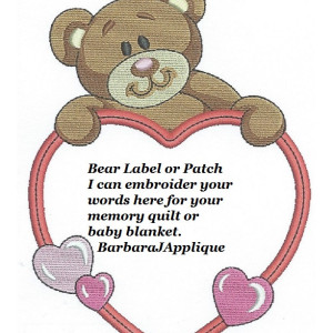 Bear Quilt Label-     free shipping on labels