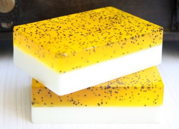 Set of 2 Lemon Poppy Soap Bars, Free Shipping Domestic Only, Three Butter Soap Bar