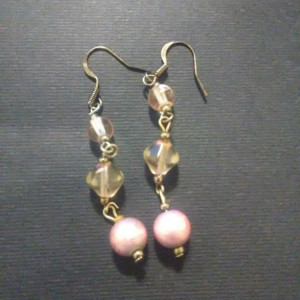 Pink Triple Bead Earrings