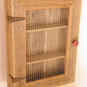 Rustic Country Cabinet with Red Distressed Knob