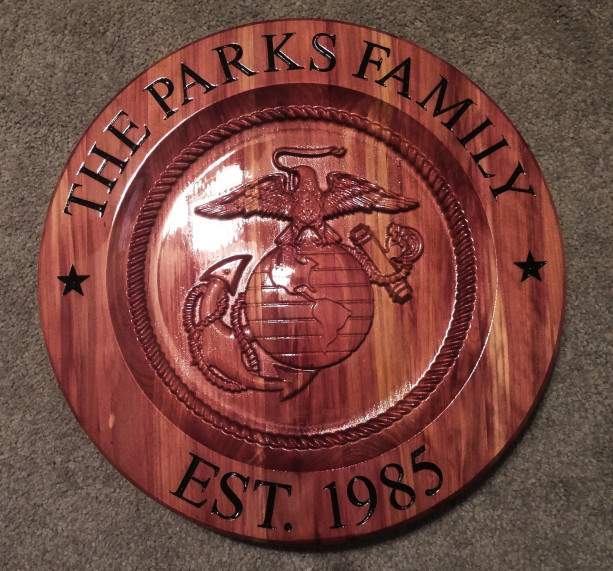 Marine Corp personalized/customized Cedar wood sign.