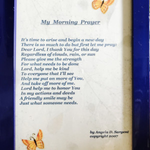 My Morning Prayer framed poem 