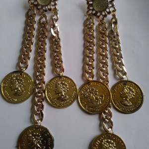 Gold dangly coin earrings