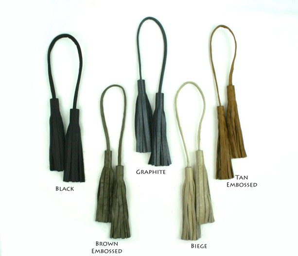 Vachetta Leather Long Double Tassel Bag Charm Natural 