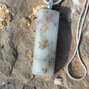 Resin Moss Agate Pendant Necklace Glow In The Dark