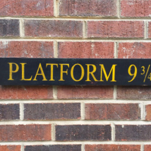 Platform 9 3/4 sign, Harry Potter vintatge hand painted wood sign art