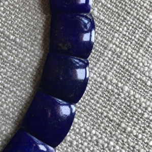 Natural Deep Blue Lapis Lazuli Square Shaped, Rose Quartz Necklace 
