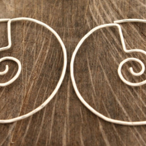 Spiral in Circle Unique Hoop Earrings