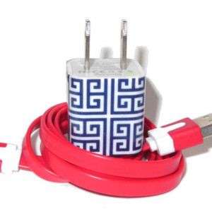 Blue Greek Key Cell Phone Charger