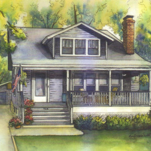 Custom Home Portrait in Watercolor 