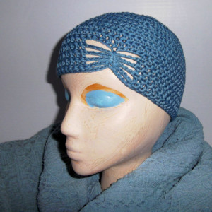 Crochet Blue Butterfly Hat Cloche