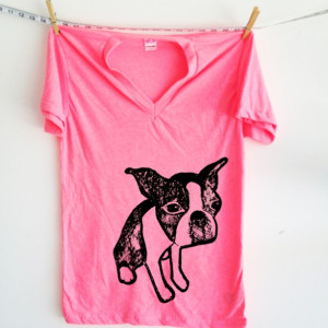 Boston terrier T-shirt neon pink