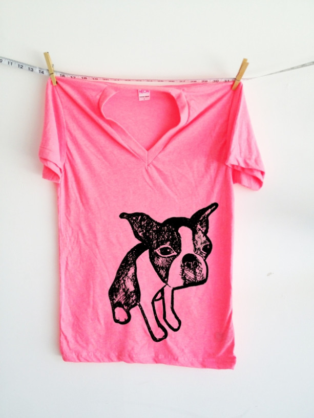 Boston terrier T-shirt neon pink