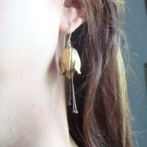 Brass Tulip Earrings 