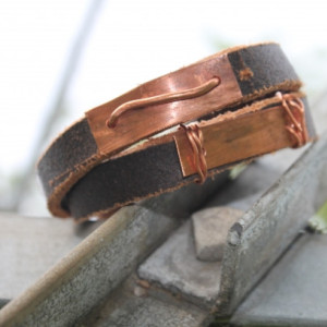 "The Bobby" Men's Leather & Copper Wrap Bracelet