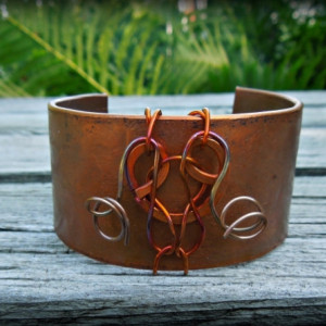 "The Technicolor Dream Cuff" copper cuff bracelet