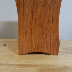 Bandsaw box made from ebiara,pine,osb,and buckeye burl