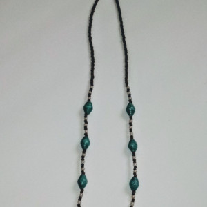 "Blue Coconut" Paper Bead Necklace