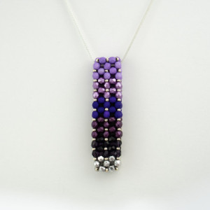 Purple Ombre' Czech Fire Polished Vertical Slide Bar Pendant necklace