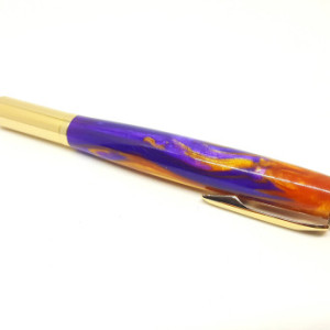 Handcrafted Acrylic Purple/Gold Rollester Roller Ball pen